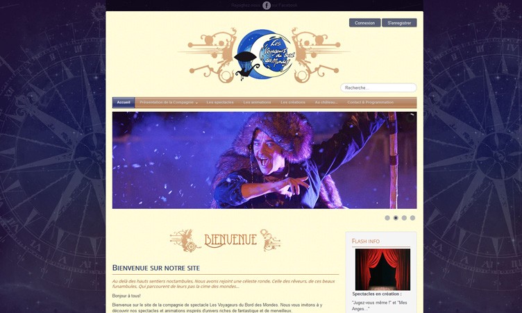 Site internet de la compagnie de spectacle Voyageurs du Bord des Mondes